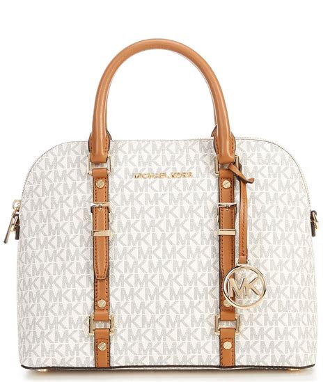 michael kors bedford legacy signature medium dome satchel - brown/acorn